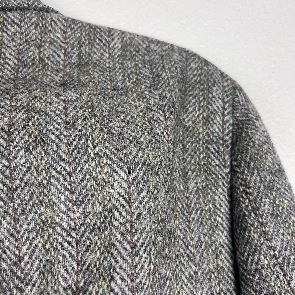 Harris Tweed Gray Herringbone Wool Blazer Sport Coat by Mawest Size Approx 40R - Picture 7 of 12